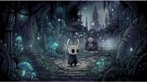 Featured thumbnail for Hollow Knight on PC showing a dark underground scene with the Knight character