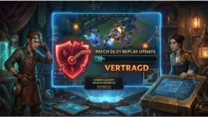 League of Legends thumbnail met kampioenportret en titel over teruggedraaide replay-update na spelersverzet
