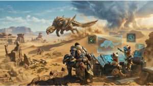 Monster Hunter Wilds uitgelichte thumbnail met Capcom RE Engine en AI-ontwikkelplatform thema