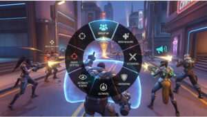 Overwatch 2 uitgelichte thumbnail over callouts en teamcommunicatie met game-achtige interface op de achtergrond