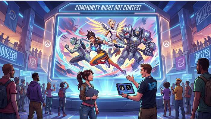Overwatch featured thumbnail met Blizzard-spotlight voor fanart van @astrovique richting BlizzCon 2026