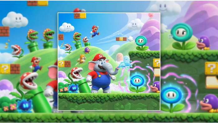 Featured thumbnail voor Super Mario Bros. Wonder over leren spelen zonder tutorial, met kleurrijke Mario-wereld